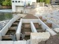 Am 27.8.2012 wurde am Wehr das Wasser abgelassen für die Anschlussarbeiten im oberen Bereich.