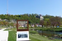 Ansicht des Senders früher (Stele) und heute