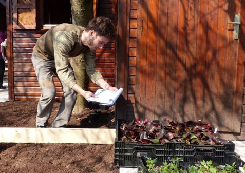 Noch ein Blick auf Pflanzpläne: Richard Focking setzt Stauden im preisgekrönten Garten auf dem Dürrmenzer Gartenschaugelände