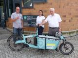 Mietbares VCD-Lastenrad „Senderblitz“ steht ab jetzt im Rathaus Mühlacker!